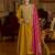Yellow embroidered silk blend kurta trouser dupatta set