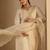 Off white embroidered liva kurta trouser dupatta set