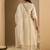 Off white embroidered liva kurta trouser dupatta set