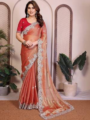 Copper copper frendy chiffon embroidery saree 1