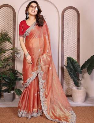 Copper copper frendy chiffon embroidery saree 3