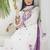 White embroidered viscose rayon kurta trouser dupatta set