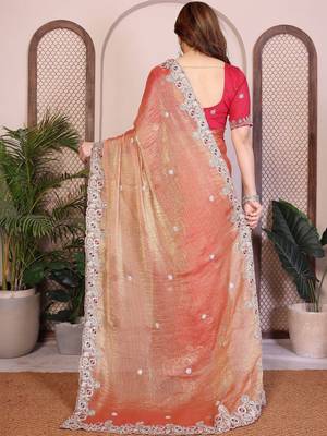 Copper copper frendy chiffon embroidery saree 4