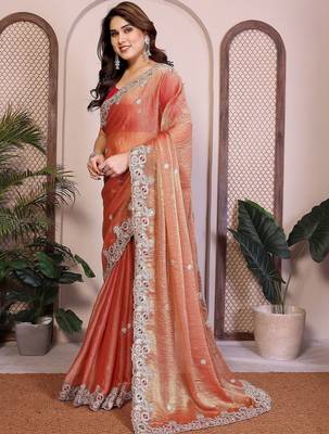 Copper copper frendy chiffon embroidery saree 5