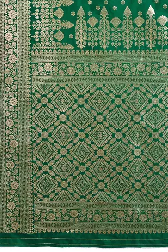 Green woven design zari silk blend banarasi saree