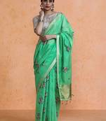 Green woven design saree with blouse