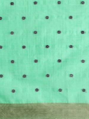 Green woven design saree with blouse 4