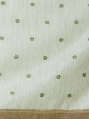 Cream woven design saree with blouse 4