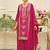 Pink embroidered silk blend kurta trouser dupatta set
