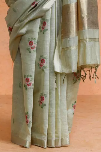 Cream woven design saree with blouse