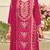 Pink embroidered silk blend kurta trouser dupatta set