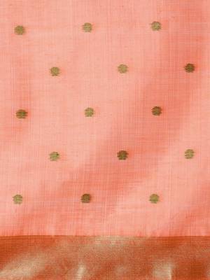 Orange woven design chanderi sarees with blouse piece 4