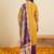 Purple embroidered viscose rayon kurta trouser dupatta set
