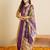 Purple embroidered viscose rayon kurta trouser dupatta set