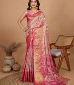 Pink zari woven design saree
