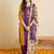 Purple embroidered viscose rayon kurta trouser dupatta set