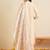 Off white embroidered silk blend kurta trouser dupatta set