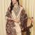 Cream embroidered viscose rayon kurta trouser dupatta set