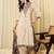 Cream embroidered viscose rayon kurta trouser dupatta set