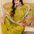 Green embroidered viscose rayon kurta trouser dupatta set