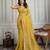 Yellow embellished beads & stones saree with blouse piece