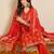 Orange printed pure cotton kurta trouser dupatta set