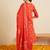 Orange printed pure cotton kurta trouser dupatta set