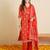 Orange printed pure cotton kurta trouser dupatta set
