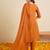 Orange embroidered pure cotton kurta trouser dupatta set