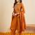 Orange embroidered pure cotton kurta trouser dupatta set