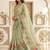 Lime embellished embroidered linen blend saree