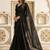 Black embellished embroidered poly georgette saree