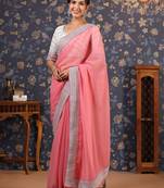 Mauve embroidered poly georgette sarees