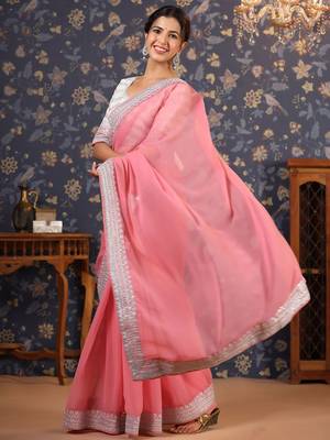 Mauve embroidered poly georgette sarees 5