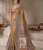 Gold printed tussar sarees blouse piece