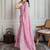 Pink floral embroidered heavy work saree with unstitched blouse
