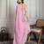 Pink floral embroidered heavy work saree with unstitched blouse