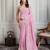 Pink floral embroidered heavy work saree with unstitched blouse