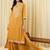 Mustard embroidered pure cotton kurta trouser dupatta set