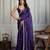 Purple striped sequinned saree with with embroidered border & stitched blouse