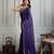 Purple striped sequinned saree with with embroidered border & stitched blouse