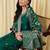 Green embroidered silk blend kurta trouser dupatta set