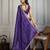 Purple striped sequinned saree with with embroidered border & stitched blouse