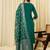 Green embroidered silk blend kurta trouser dupatta set