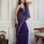 Purple striped sequinned saree with with embroidered border & stitched blouse
