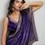 Purple striped sequinned saree with with embroidered border & stitched blouse
