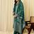Green embroidered silk blend kurta trouser dupatta set