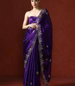 Purple embroidered sarees with blouse piece