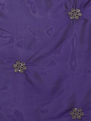 Purple embroidered sarees with blouse piece 5