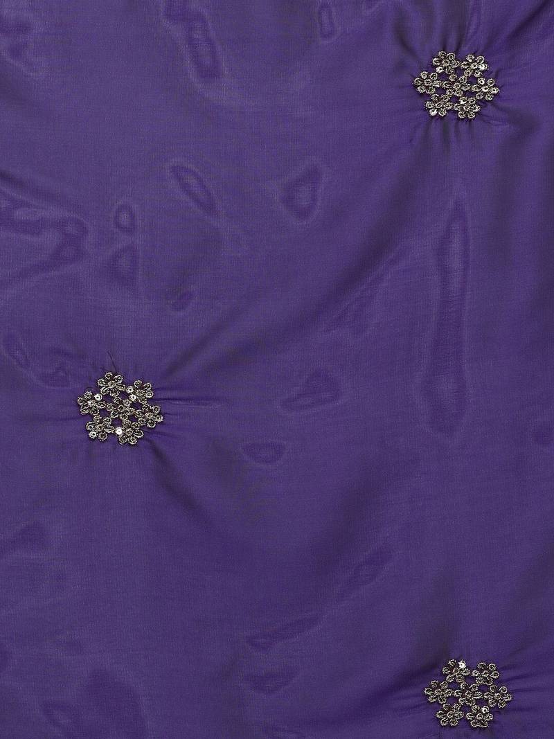 Purple embroidered sarees with blouse piece